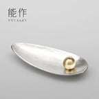 Nousaku Bamboo Leaf-Shaped Tin Incense Holder