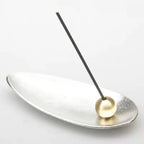 Nousaku Bamboo Leaf-Shaped Tin Incense Holder