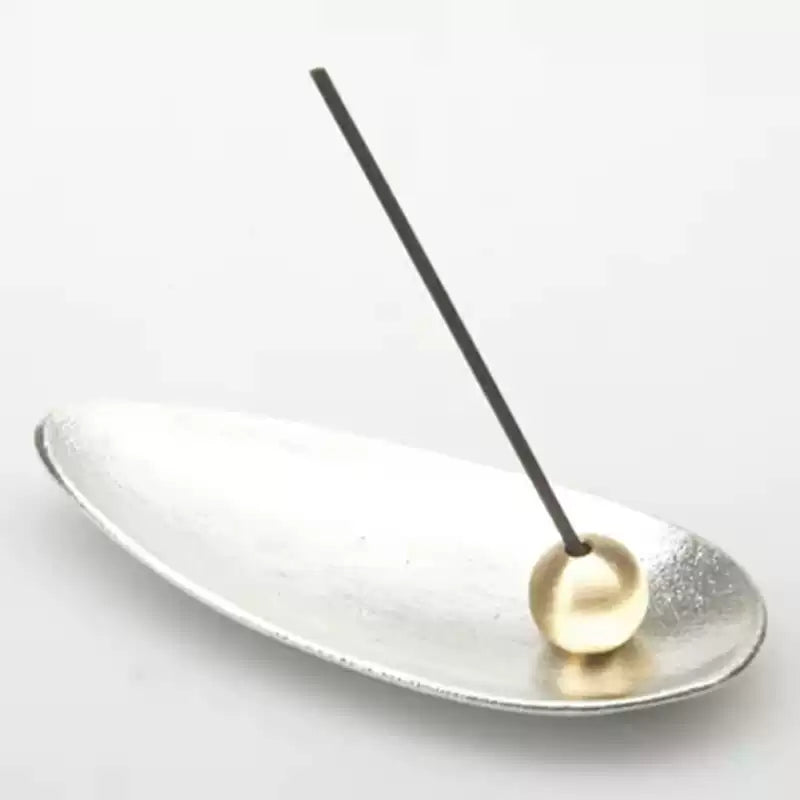 Nousaku Bamboo Leaf-Shaped Tin Incense Holder