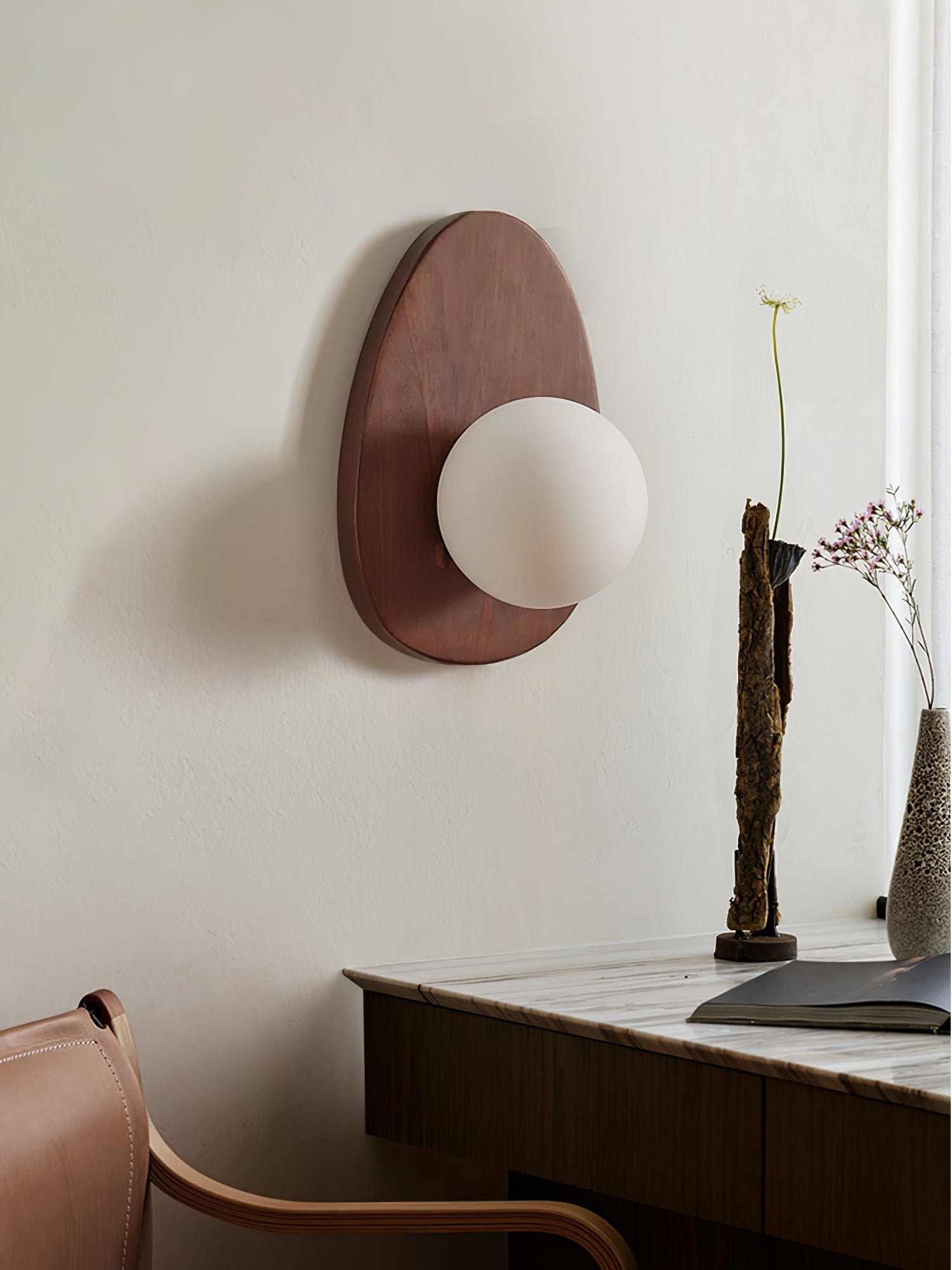 Orba Walnut Wall Lamp