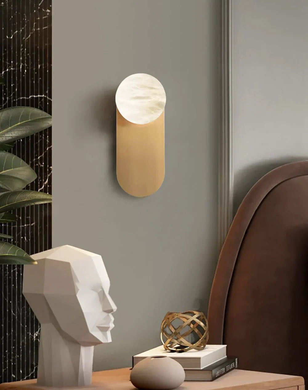 Oval Alabaster Spherical Wall Light