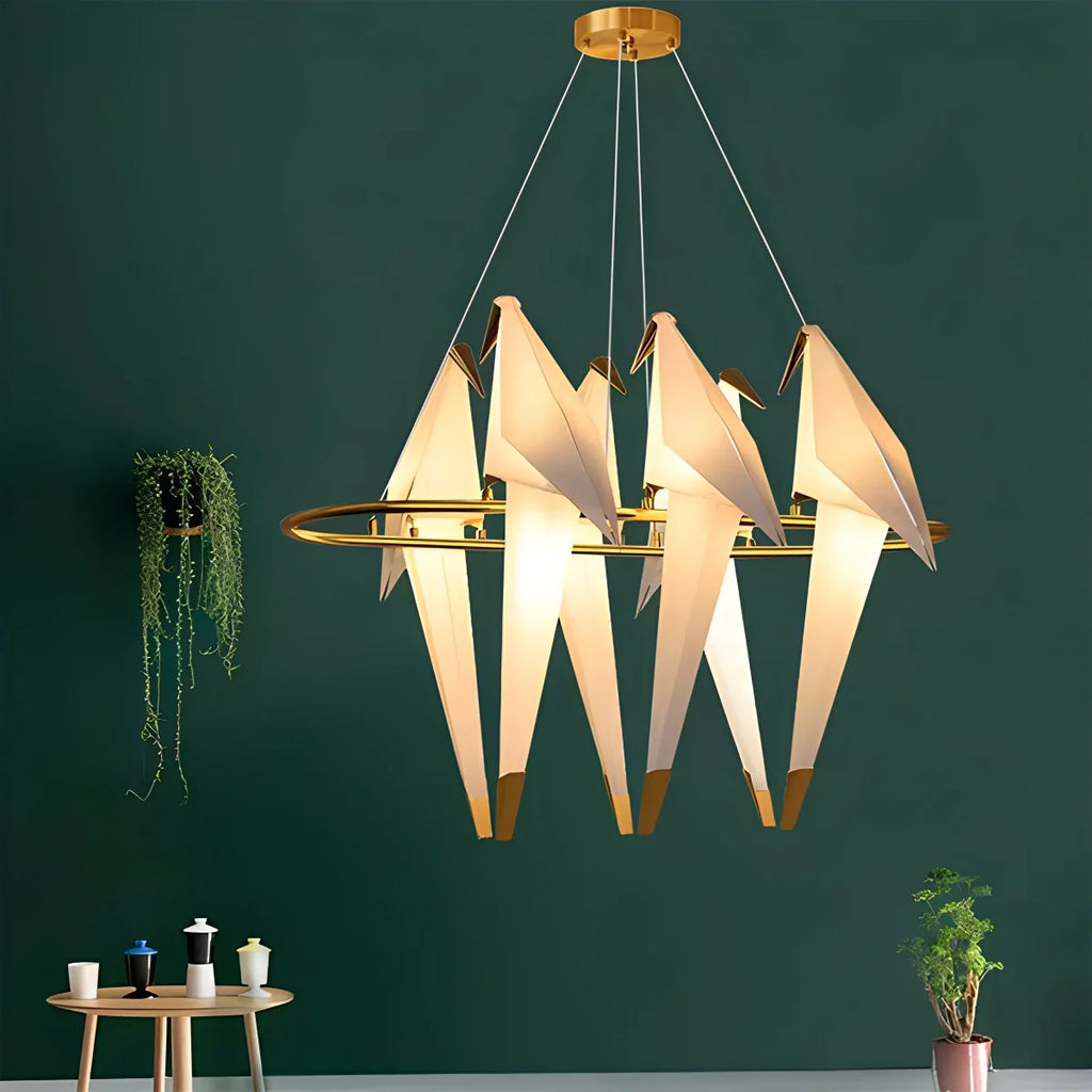 Paper Crane Bird Chandelier for Dining Room