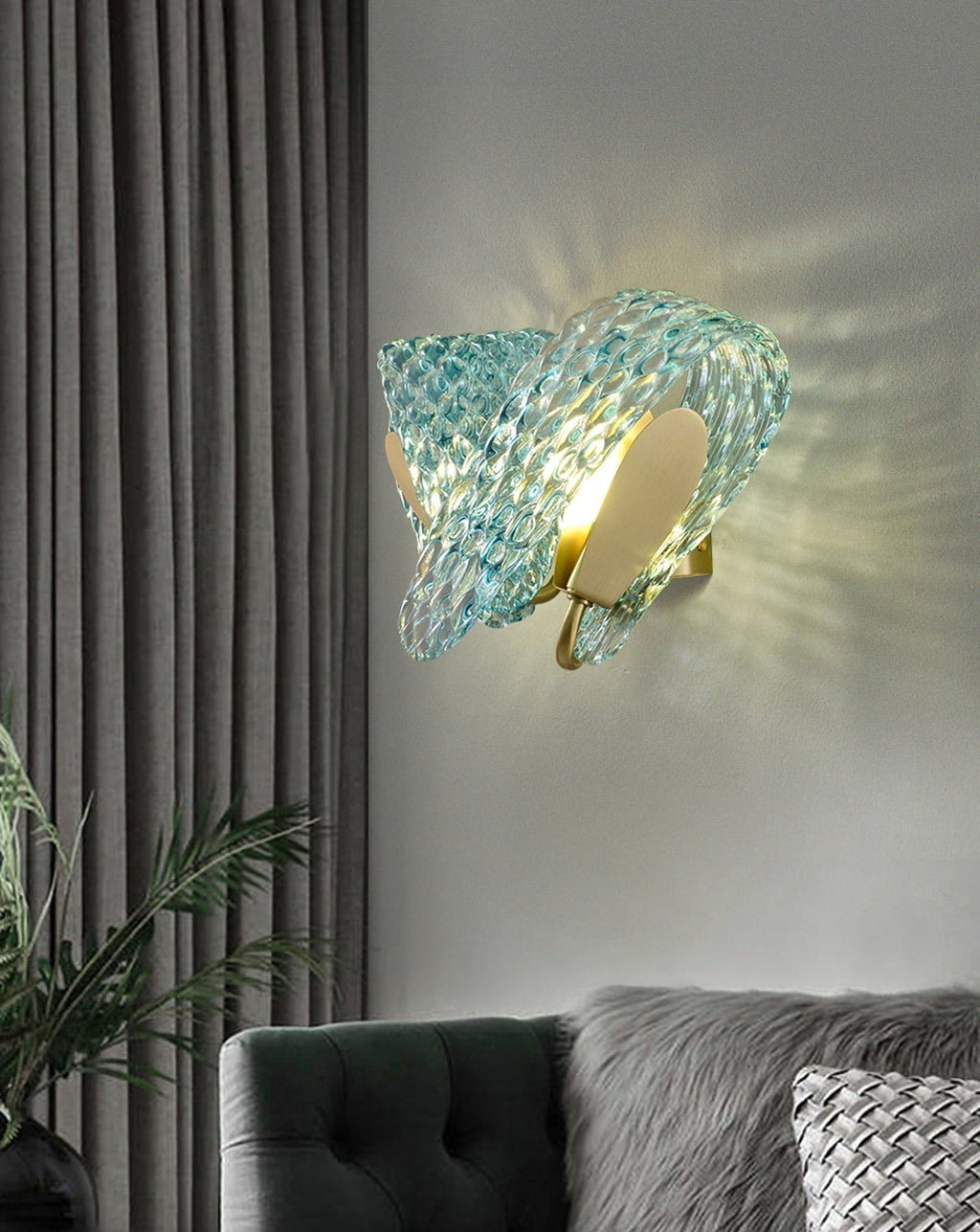 Petal Blue Glass Wall Lamp