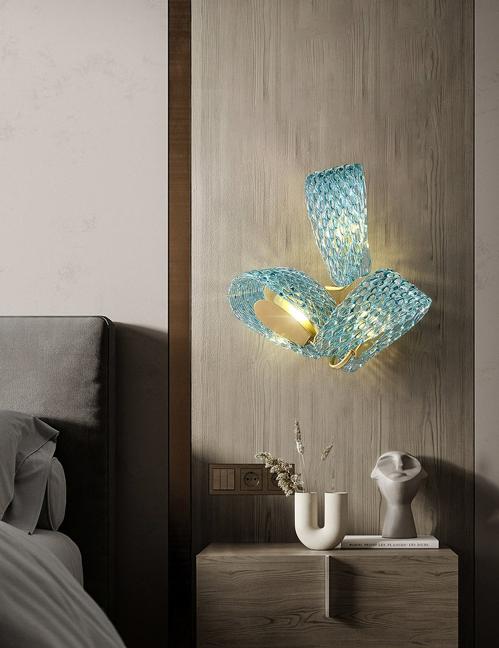 Petal Blue Glass Wall Lamp