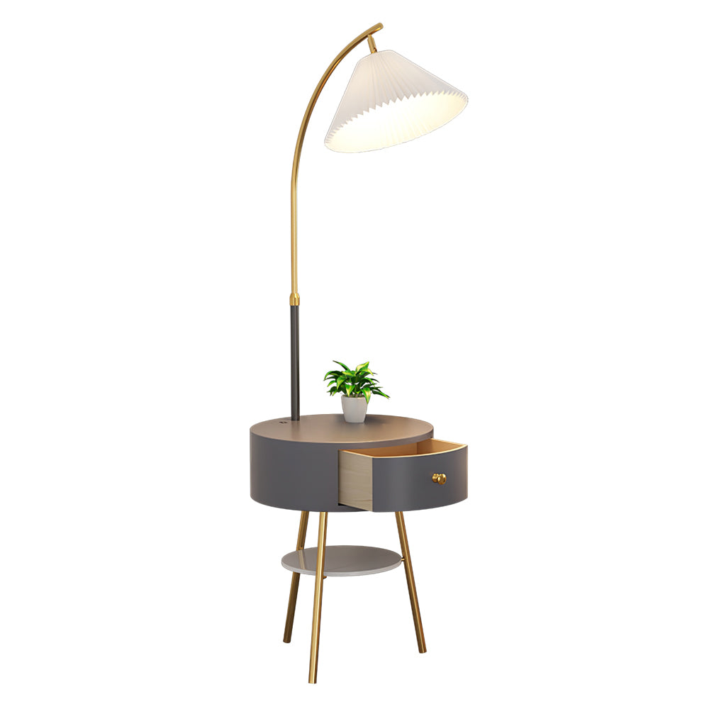 Pleated Fabric Drawer Floor Lamp