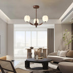 Retro Walnut Color Flower Chandelier for Living Room