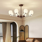 Retro Walnut Color Flower Chandelier for Living Room