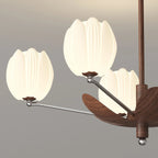 Retro Walnut Color Flower Chandelier for Living Room