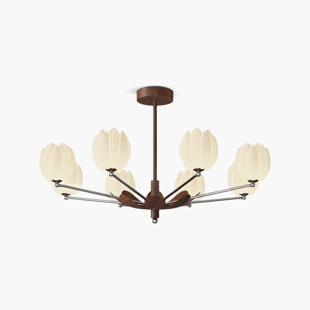 Retro Walnut Color Flower Chandelier for Living Room