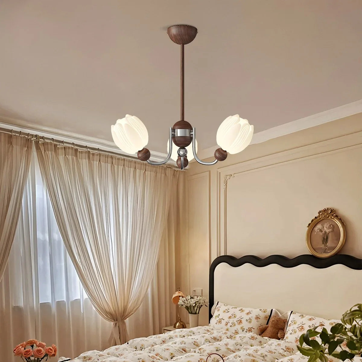 French Retro Flower Chandelier for Living Room