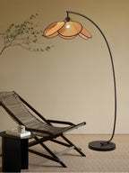 Rattan Bloom Arc Floor Lamp
