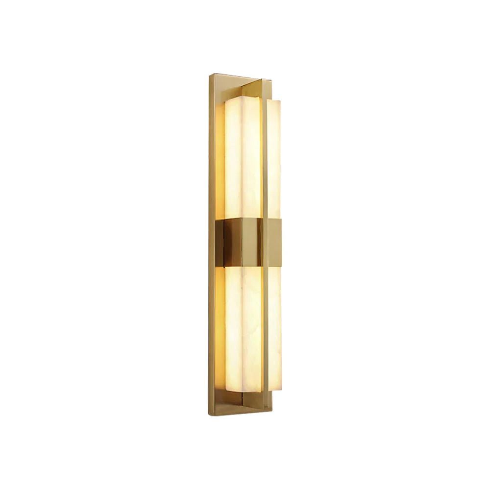 Rectangular Alabaster Modern Brass Wall Sconce