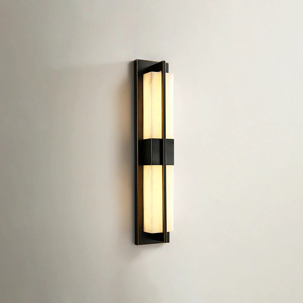 Rectangular Alabaster Modern Brass Wall Sconce