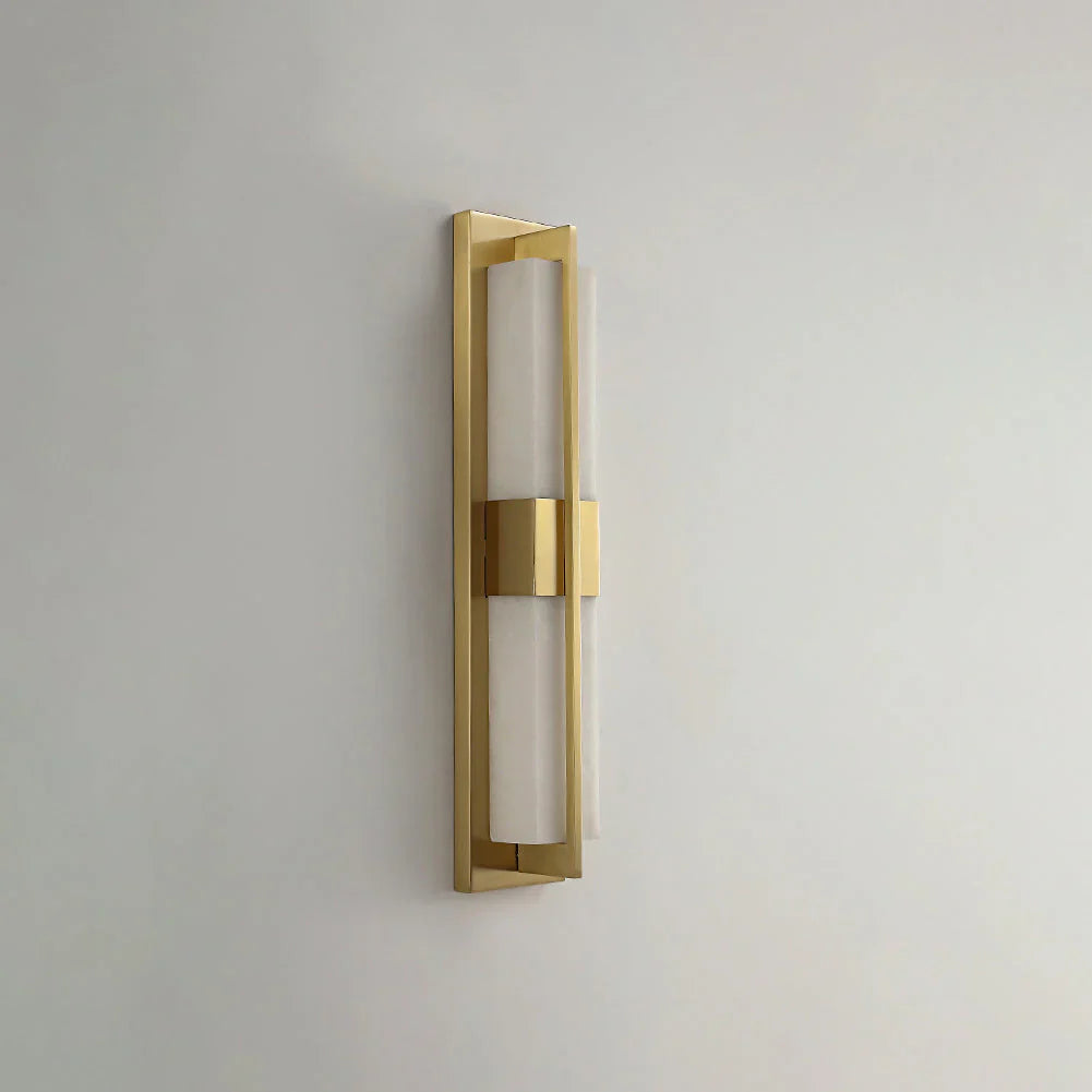 Rectangular Alabaster Modern Brass Wall Sconce