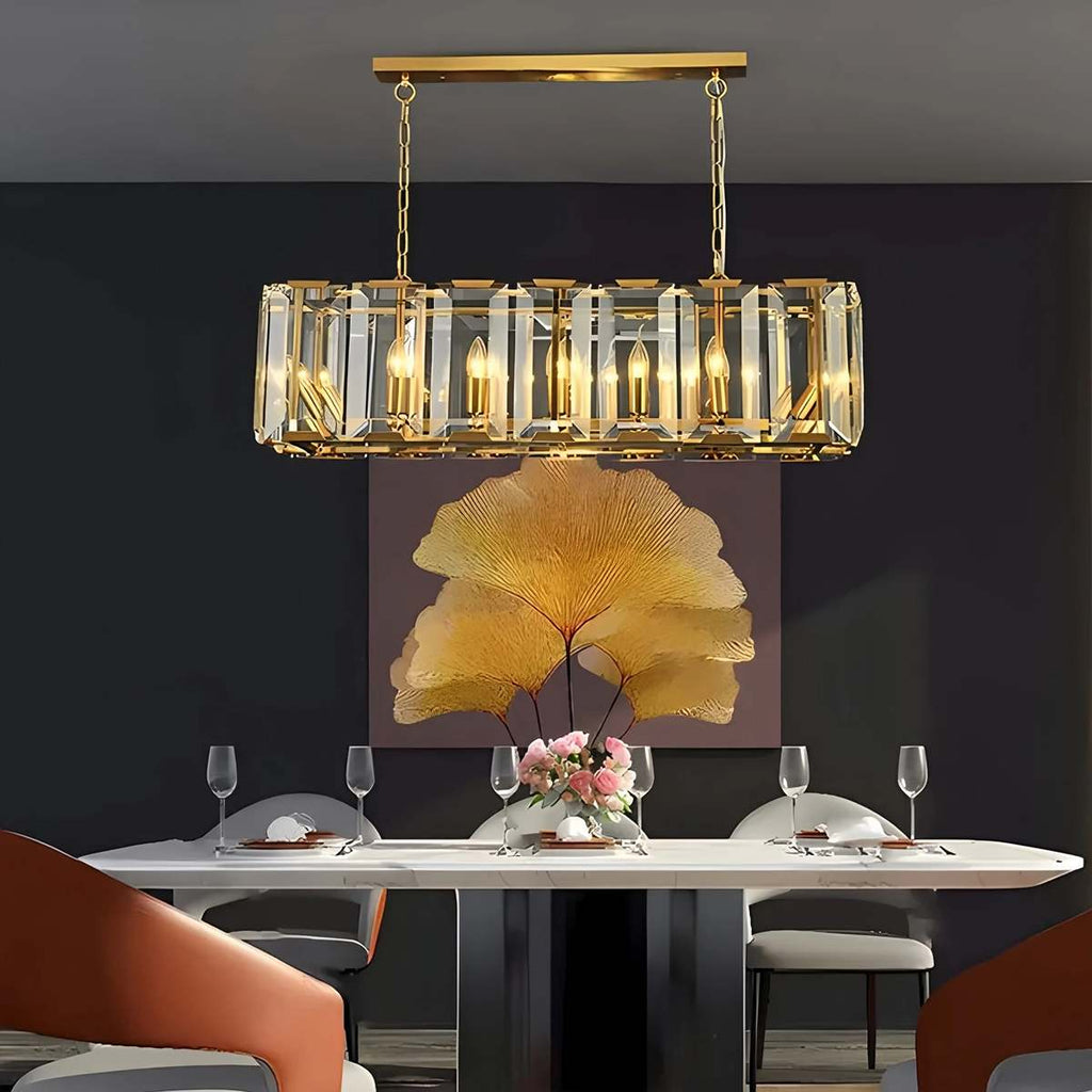 Rectangular Glass Chandelier - Modern LED Linear Lighting