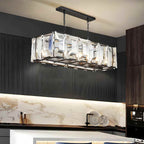 Rectangular Glass Chandelier - Modern LED Linear Lighting