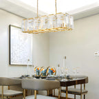 Rectangular Glass Chandelier - Modern LED Linear Lighting