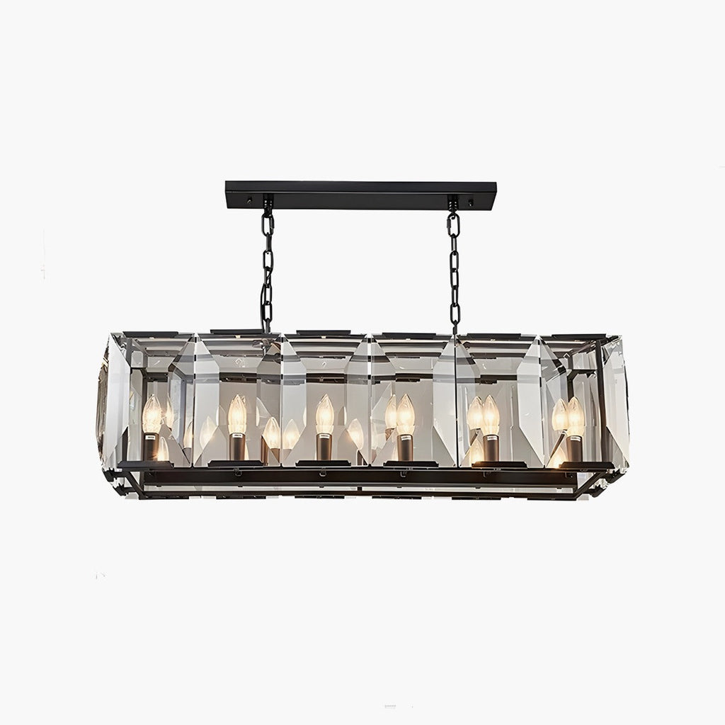 Rectangular Glass Chandelier - Modern LED Linear Lighting