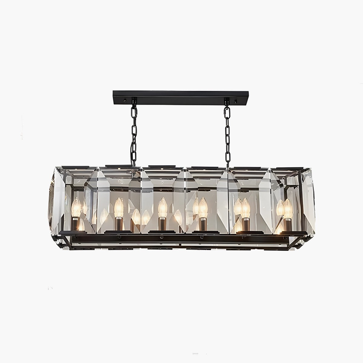 Rectangular Glass Chandelier - Modern LED Linear Lighting
