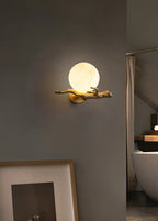 Retro Brass Twigs Alabaster Wall Lamp