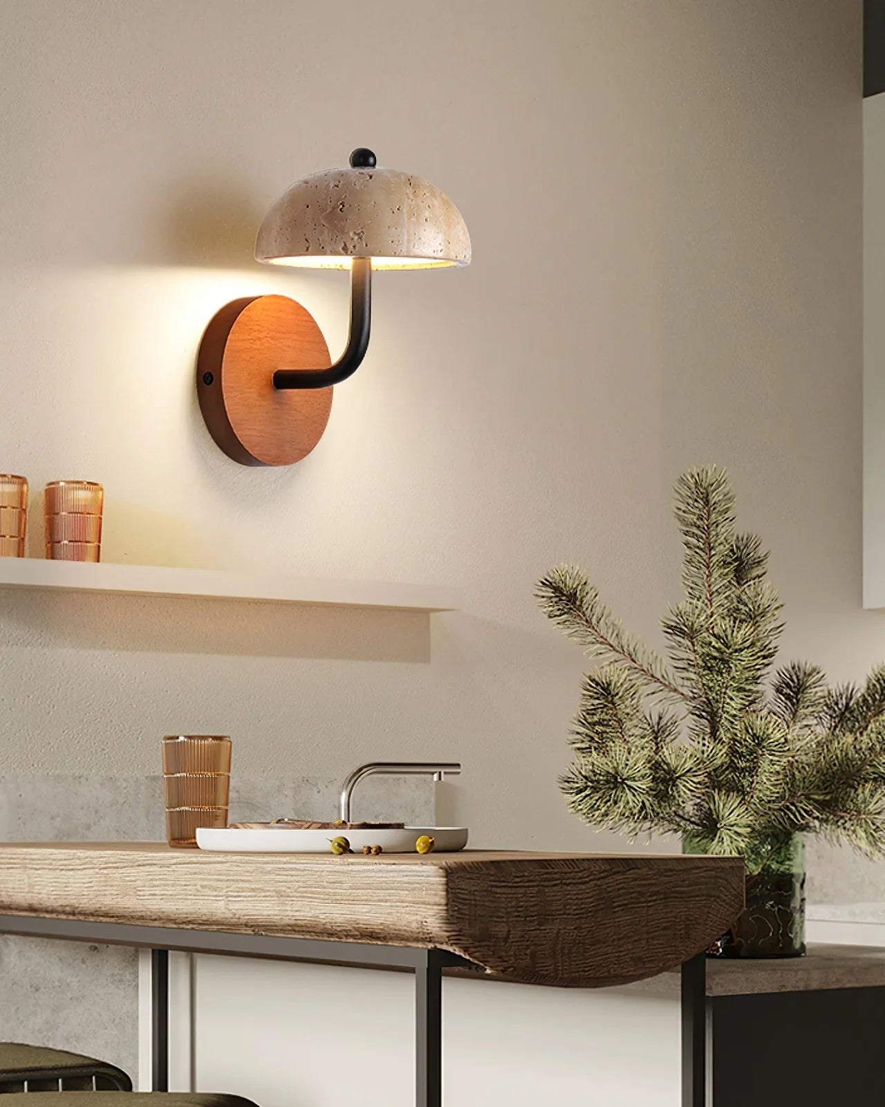 Reverse Travertine Wall Light