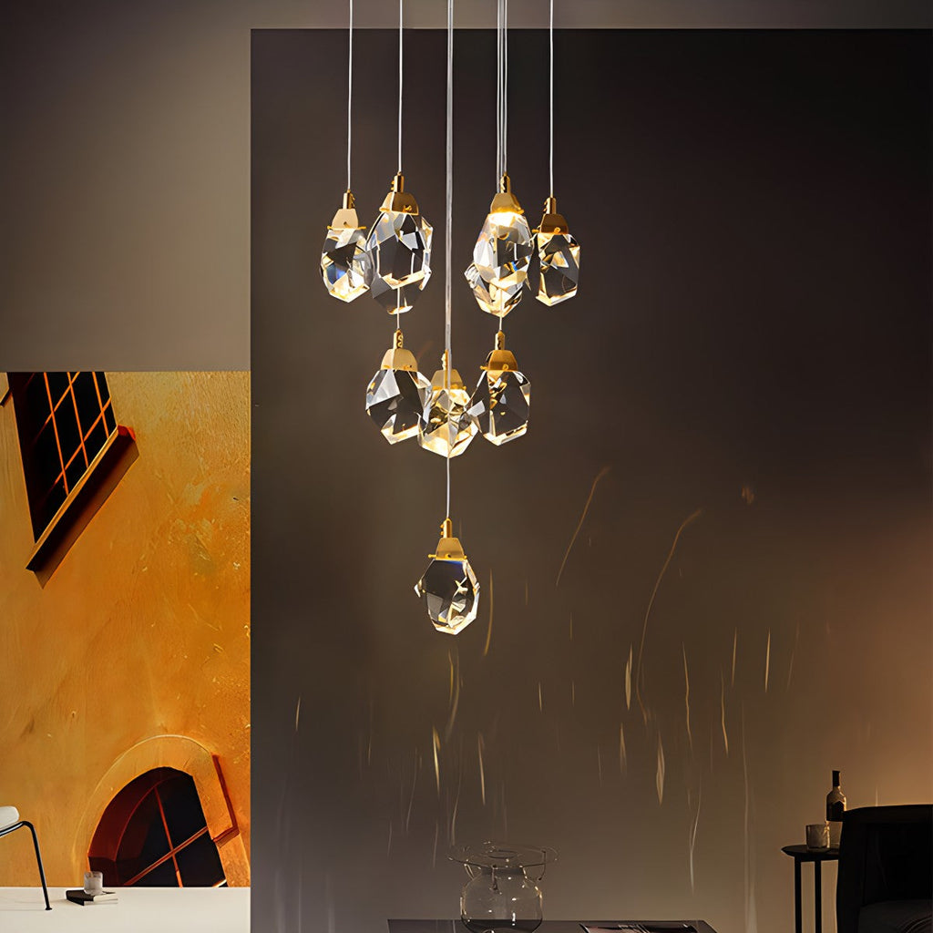Rock Crystal Rain Chandelier for Living Room