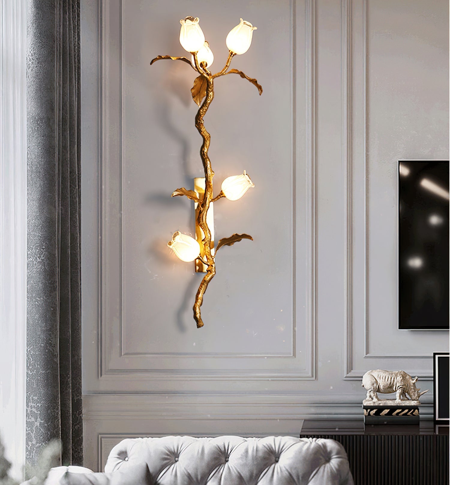 Rose Brass Wall Light