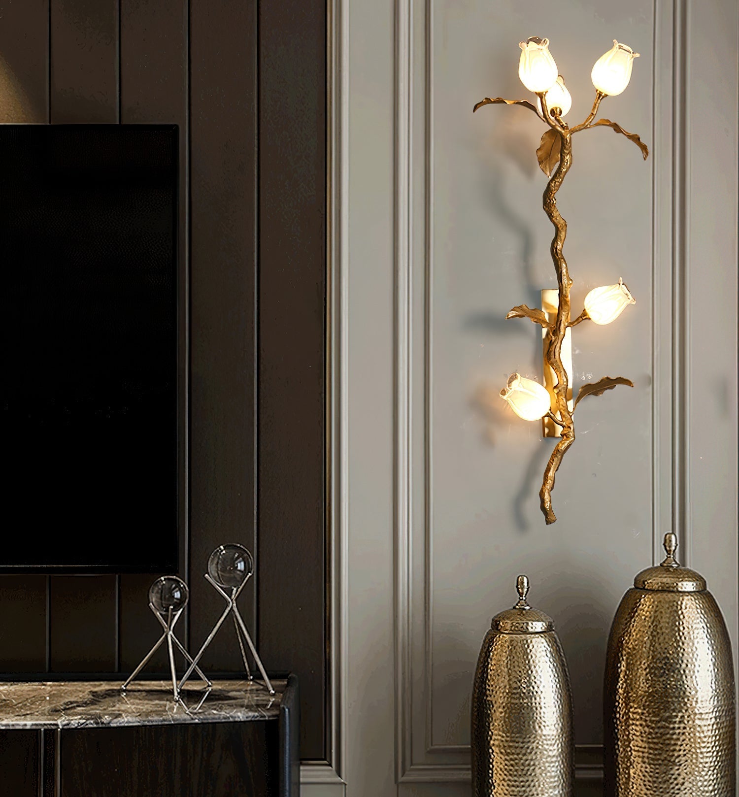 Rose Brass Wall Light