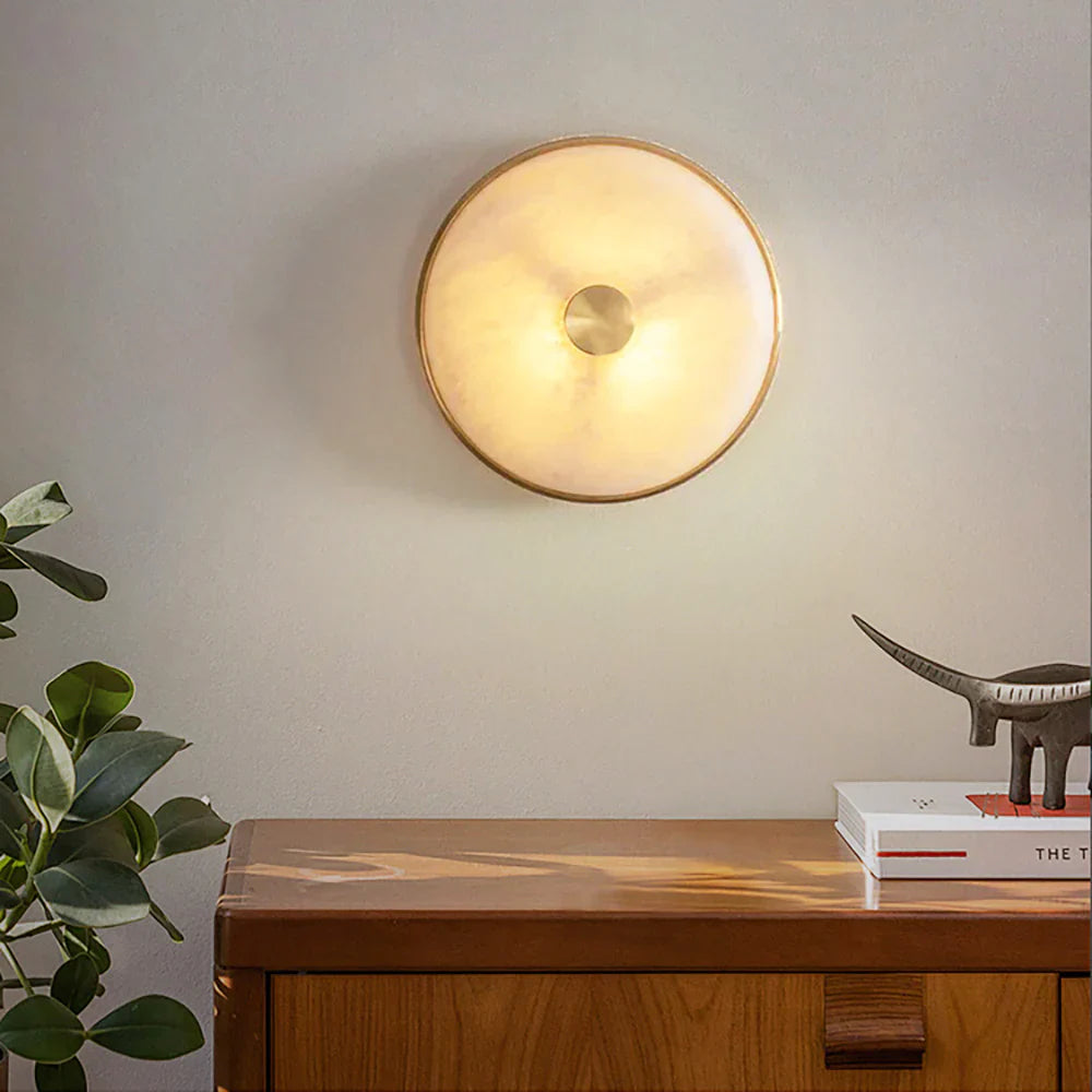 Round Beran Alabaster Wall Light
