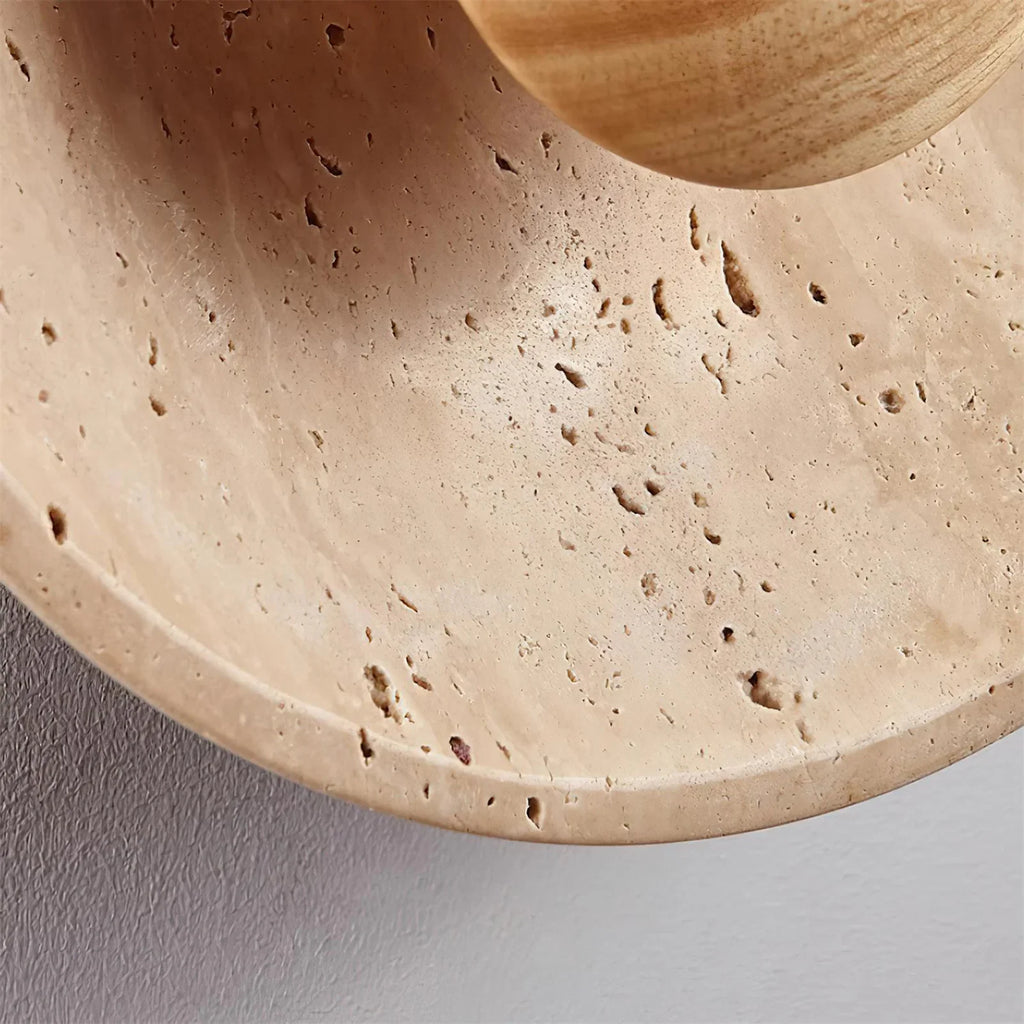 Round Halo Travertine Wall Lamp