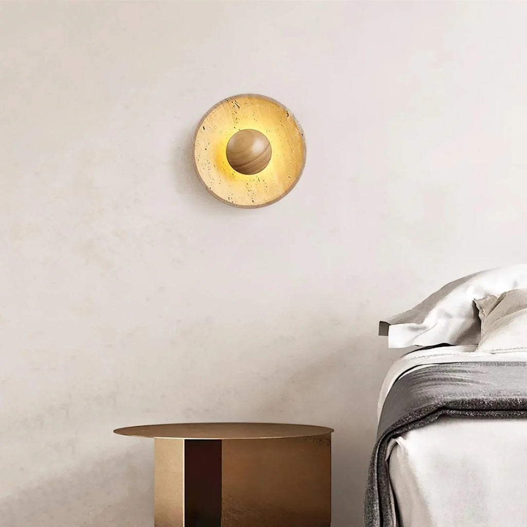 Round Halo Travertine Wall Lamp
