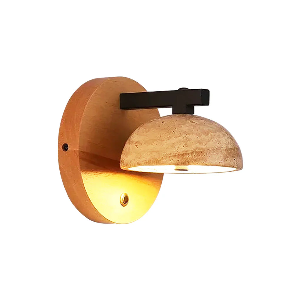 Round Hemispherical Travertine Wall Light