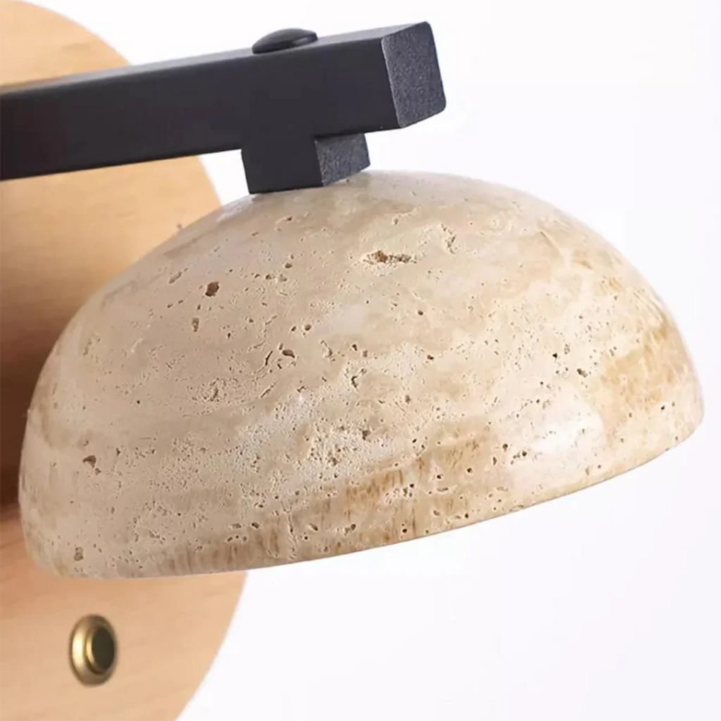 Round Hemispherical Travertine Wall Light