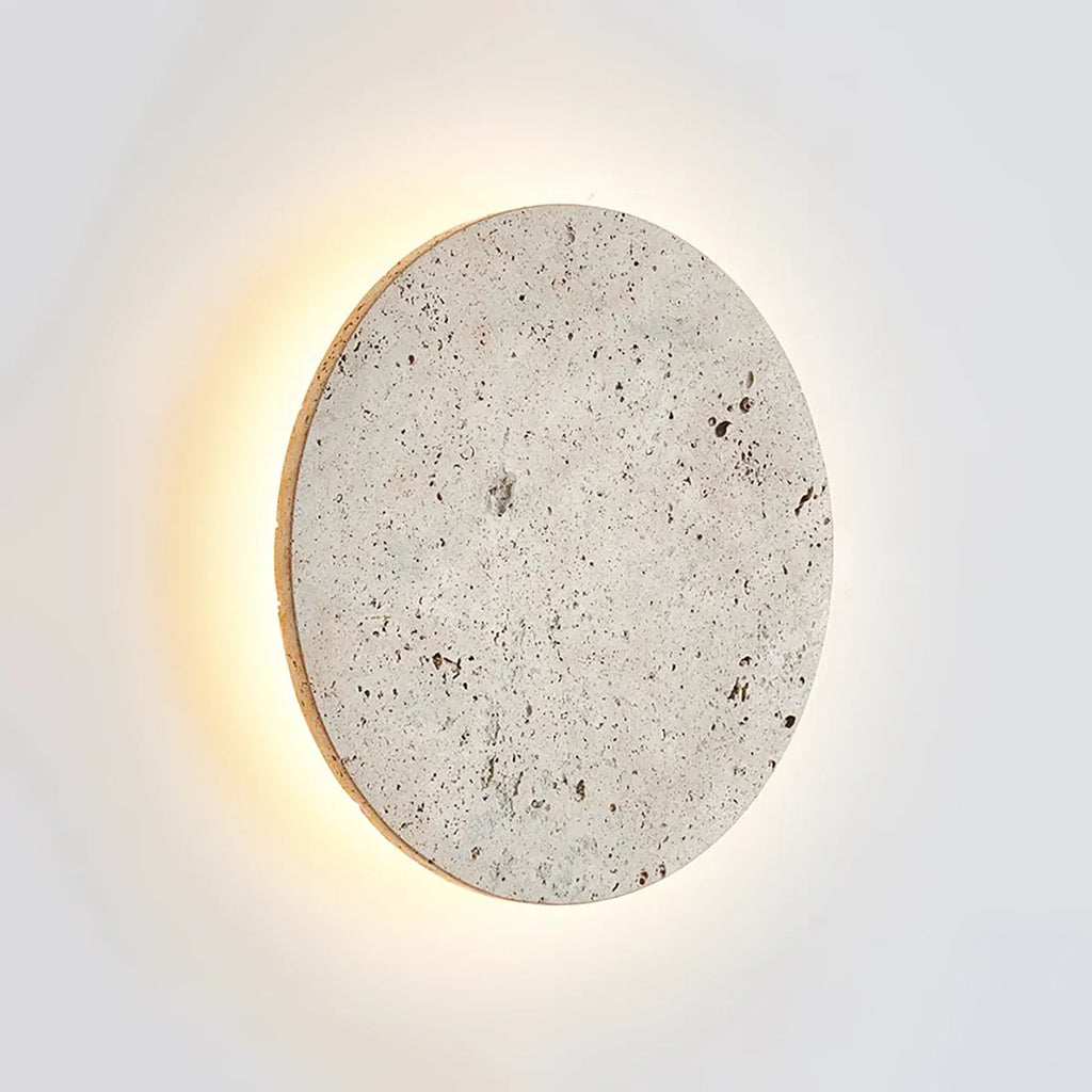 Round Natural Travertine Wall Lamp