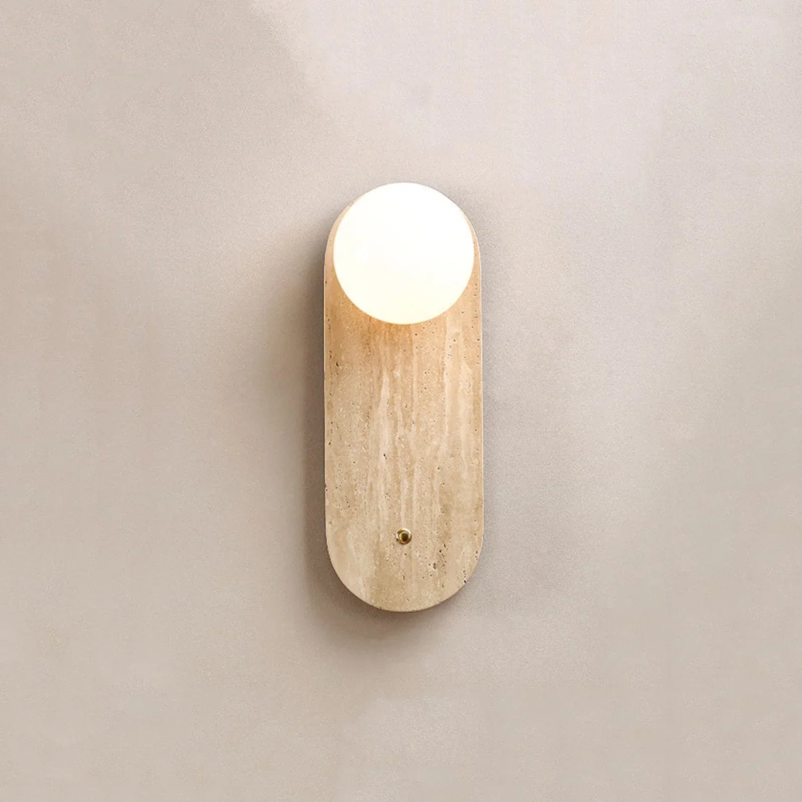 Round Oval Travertine Wall Lamp