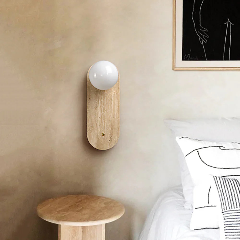 Round Oval Travertine Wall Lamp