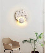 Round Travertine Disc Wall Lamp