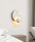 Round Travertine Disc Wall Lamp
