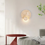 Round Travertine Disc Wall Lamp