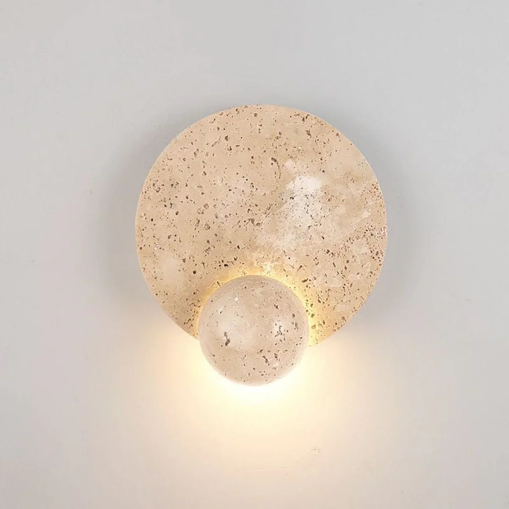Round Travertine Disc Wall Lamp