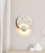 Round Travertine Disc Wall Lamp