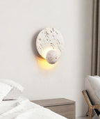 Round Travertine Disc Wall Lamp