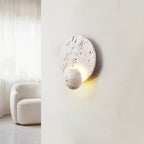 Round Travertine Disc Wall Lamp