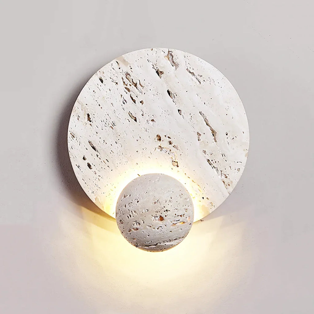 Round Travertine Disc Wall Lamp