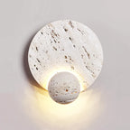 Round Travertine Disc Wall Lamp