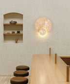 Round Travertine Disc Wall Lamp