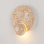 Round Travertine Disc Wall Lamp