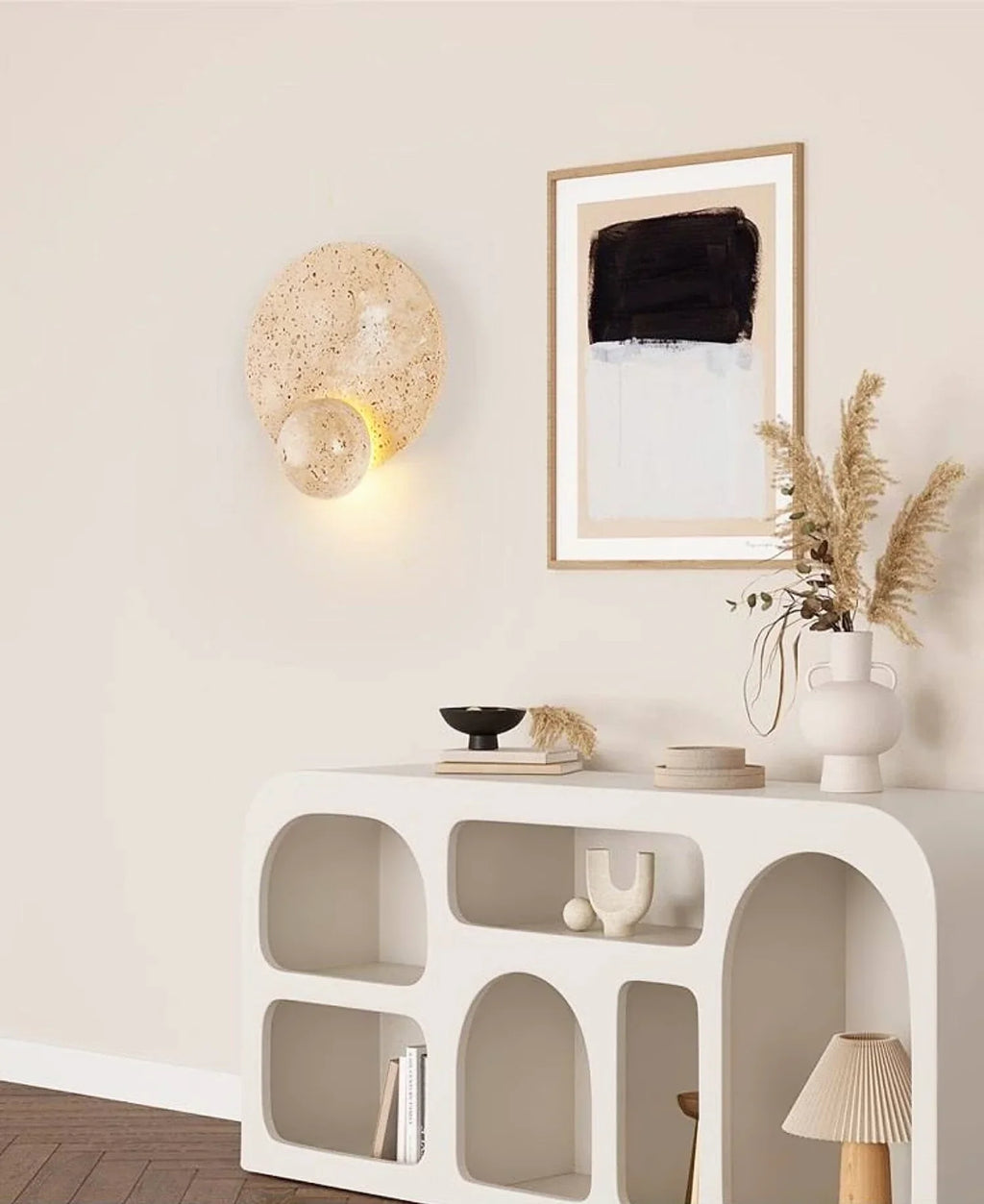 Round Travertine Disc Wall Lamp