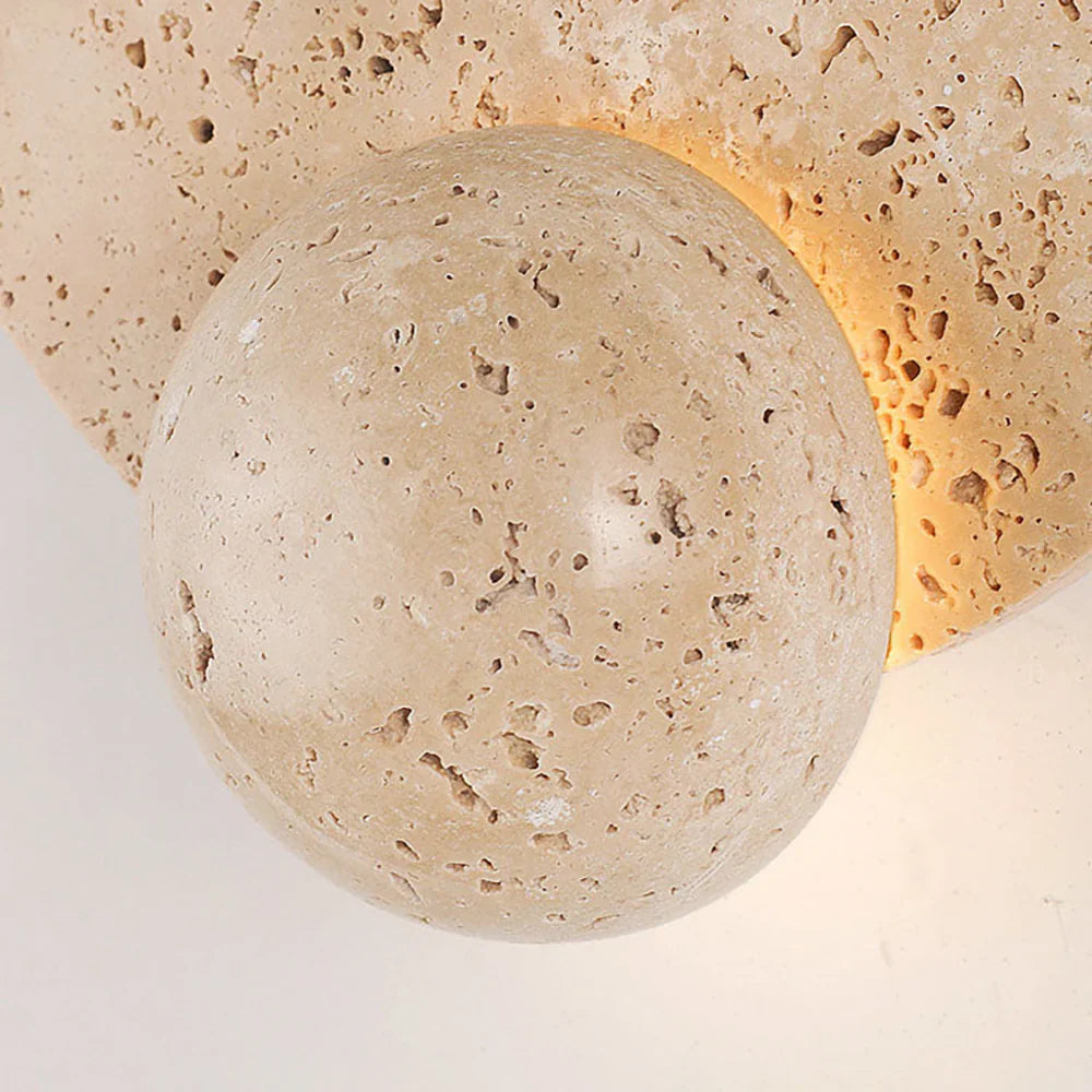 Round Travertine Disc Wall Lamp