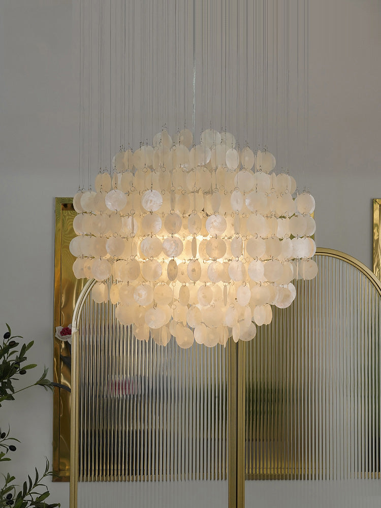 Capiz Shell Layered Pendant Light